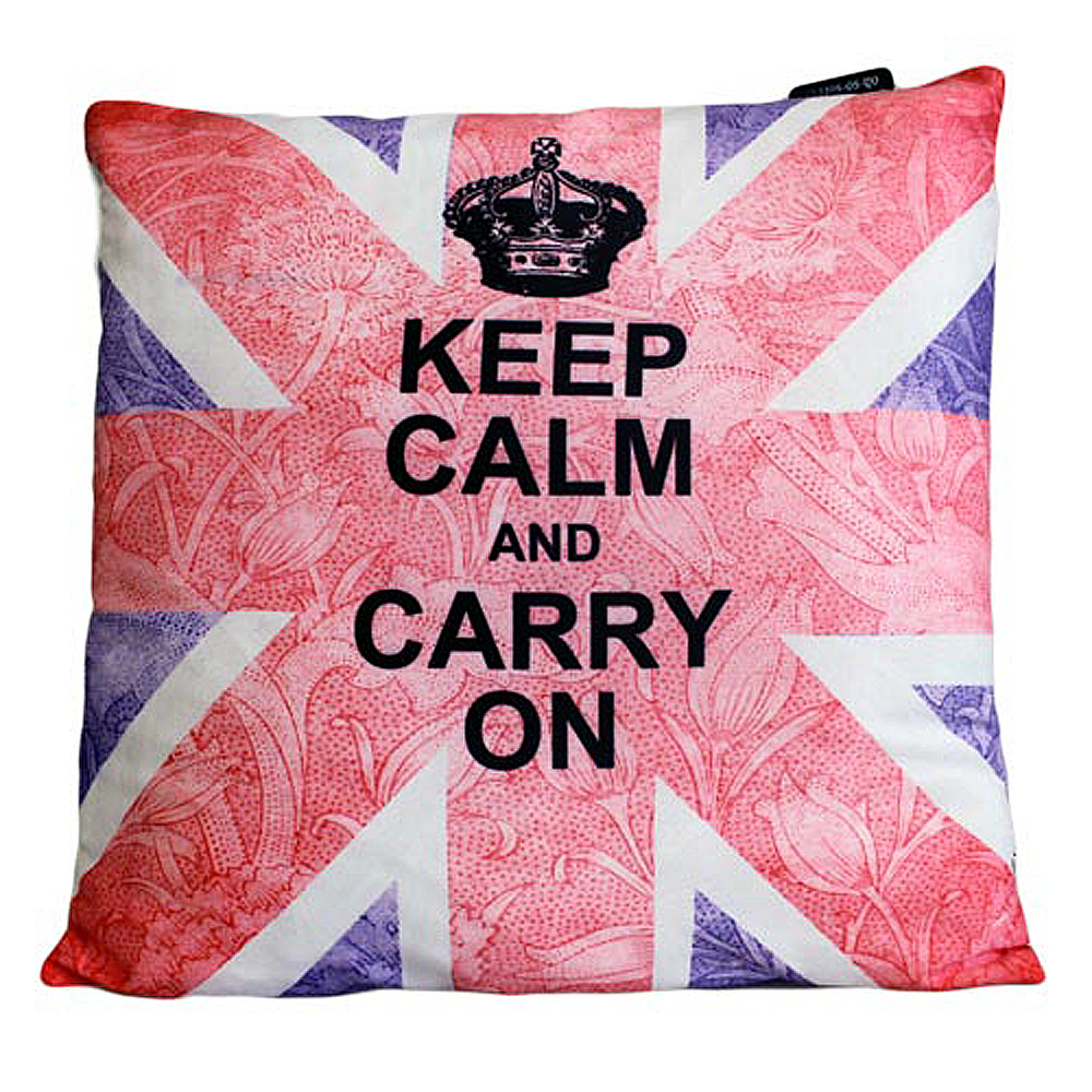 CUSCINI LETTERARI - Copricuscino in Juta lavata / Cotton pillow case KEEP CALM AND CARRY ON - Size 40x40cm