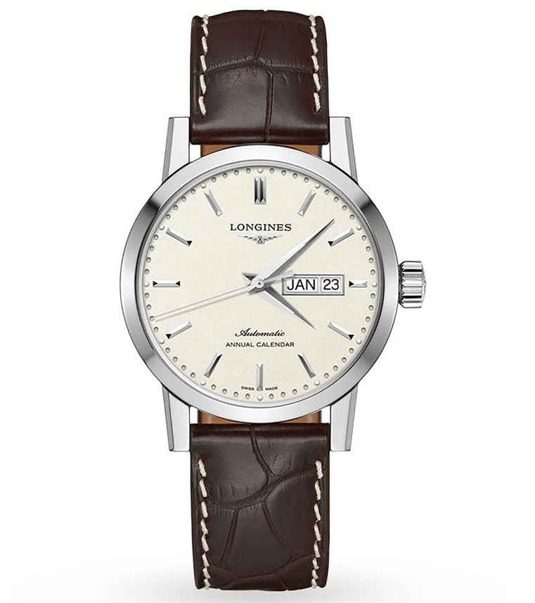 LONGINES - THE LONGINES 1832 COLLECTION Automatic. Annual Calendar Alligator Strap ANNUAL CALENDAR
