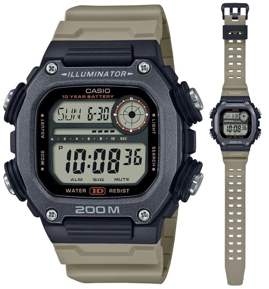 CASIO SPORT Mod. ILLUMINATOR DIVER 200M, 10 YEARS BATTERY - XL STRAP - TAUPE