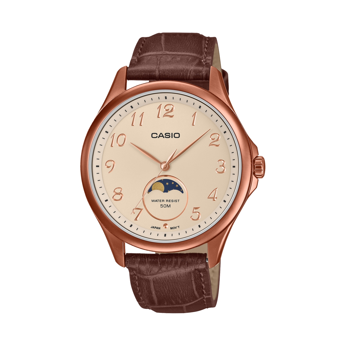 CASIO COLLECTION Mod. MOONPHASES - LEATHER, BRONZE