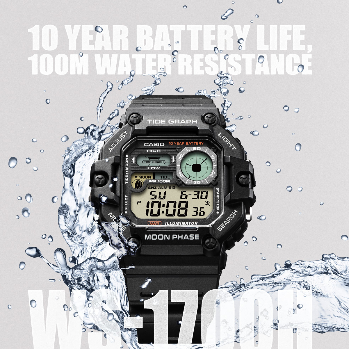 CASIO SPORT Mod. ILLUMINATOR TIDE GRAPH - BLACK