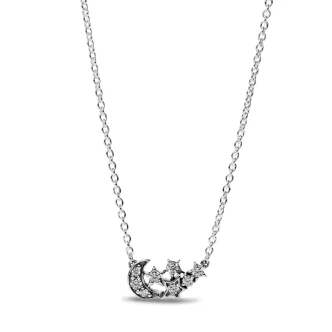 PANDORA JEWELRY Mod. SPARKLING MOON &amp; STAR COLLIER NECKLACE