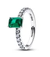 PANDORA JEWELRY Mod. RECTANGULAR SPARKLING GREEN HALO RING