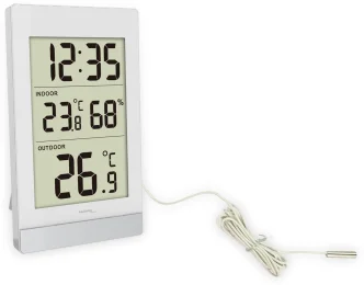 TECHNO LINE Mod. WS7039 - Termometro da parete/tavolo, temp/umidità int e temp est + cavetto sonda - Wall/table thermometer, int temp/humidity and ext temp with probe cable